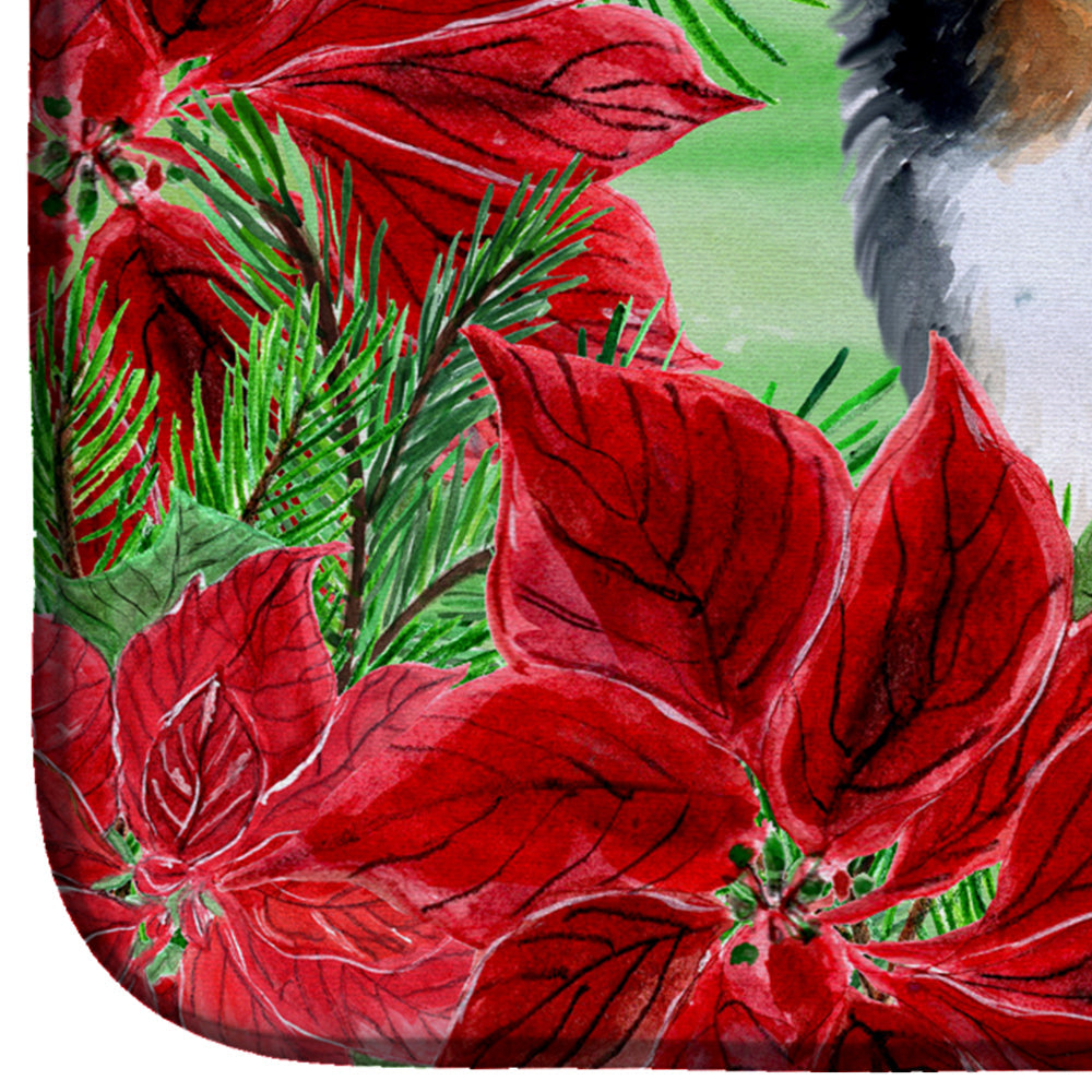 Bernese Mountain Dog Poinsettas Dish Drying Mat Absorbent Dish Drying Mat Pad for Kitchen Counter Dish Drainer Mat for Countertop, 14 x 21", Multicolor