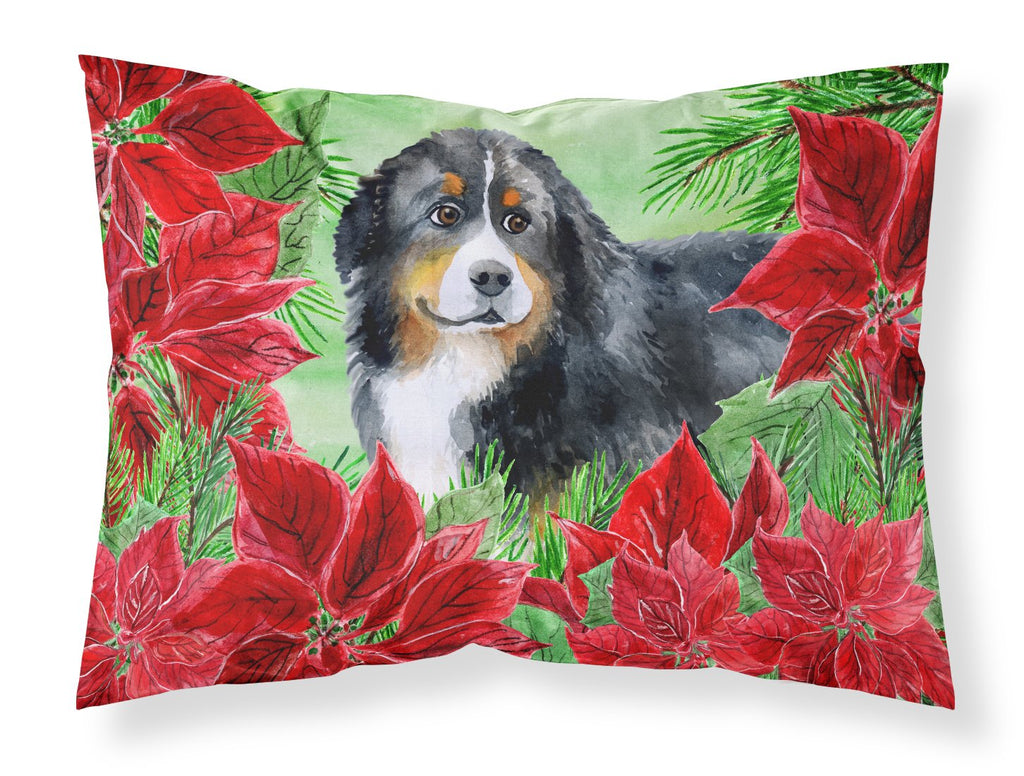 Bernese Mountain Dog Poinsettas Standard Pillowcase Lightweight Super Soft Easy Care Decorative Artwork Pillowcase, Standard