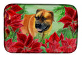 Boerboel Mastiff Poinsettas Dish Drying Mat Absorbent Dish Drying Mat Pad for Kitchen Counter Dish Drainer Mat for Countertop, 14 x 21", Multicolor