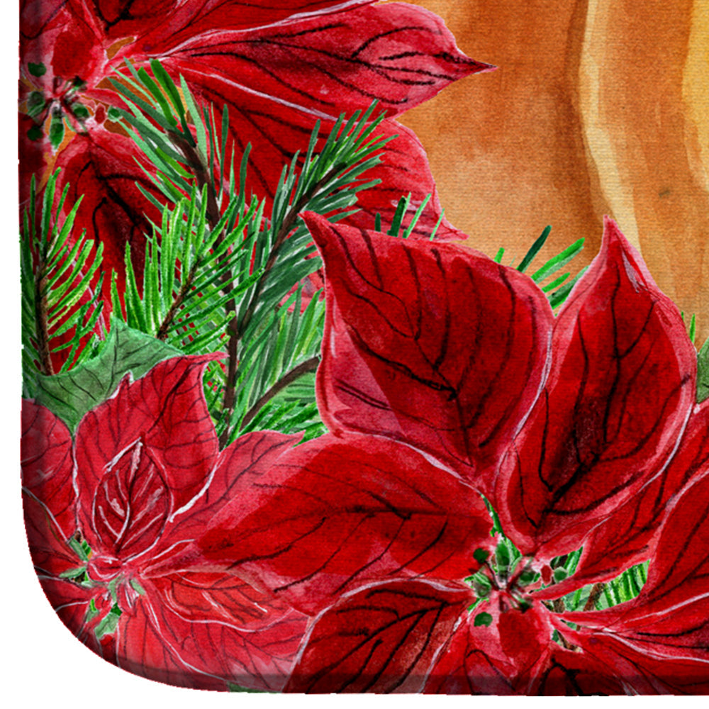 Boerboel Mastiff Poinsettas Dish Drying Mat Absorbent Dish Drying Mat Pad for Kitchen Counter Dish Drainer Mat for Countertop, 14 x 21", Multicolor