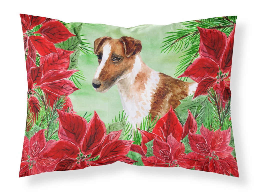 Smooth Fox Terrier Poinsettas Standard Pillowcase Lightweight Super Soft Easy Care Decorative Artwork Pillowcase, Standard
