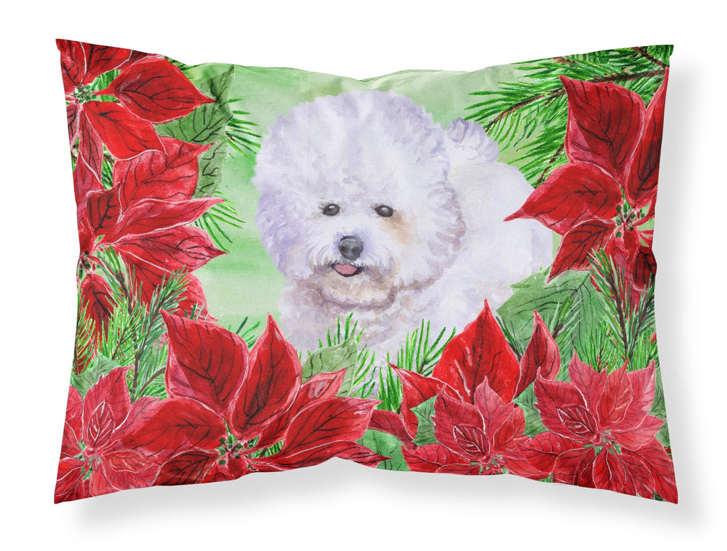 Bichon Frise Poinsettas Standard Pillowcase Lightweight Super Soft Easy Care Decorative Artwork Pillowcase, Standard
