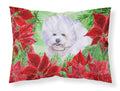 Bichon Frise Poinsettas Standard Pillowcase Lightweight Super Soft Easy Care Decorative Artwork Pillowcase, Standard