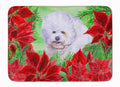 Bichon Frise Poinsettas Memory Foam Kitchen Mat Machine Washable Anti-Fatigue Cushion Comfort Bath or Kitchen Rug