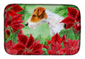 Fox Terrier Poinsettas Dish Drying Mat Absorbent Dish Drying Mat Pad for Kitchen Counter Dish Drainer Mat for Countertop, 14 x 21", Multicolor