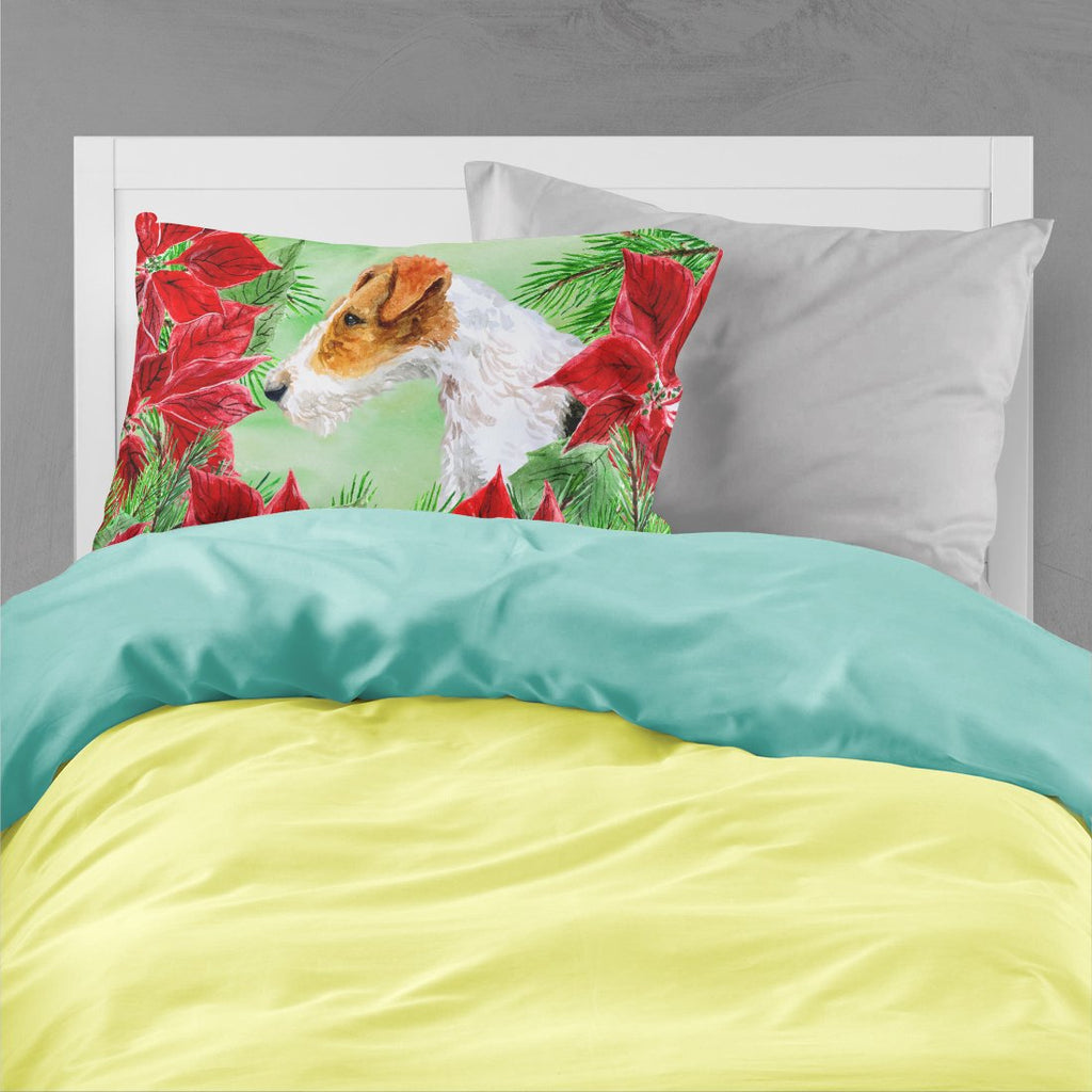 Fox Terrier Poinsettas Standard Pillowcase Lightweight Super Soft Easy Care Decorative Artwork Pillowcase, Standard