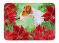 Fox Terrier Poinsettas Memory Foam Kitchen Mat Machine Washable Anti-Fatigue Cushion Comfort Bath or Kitchen Rug