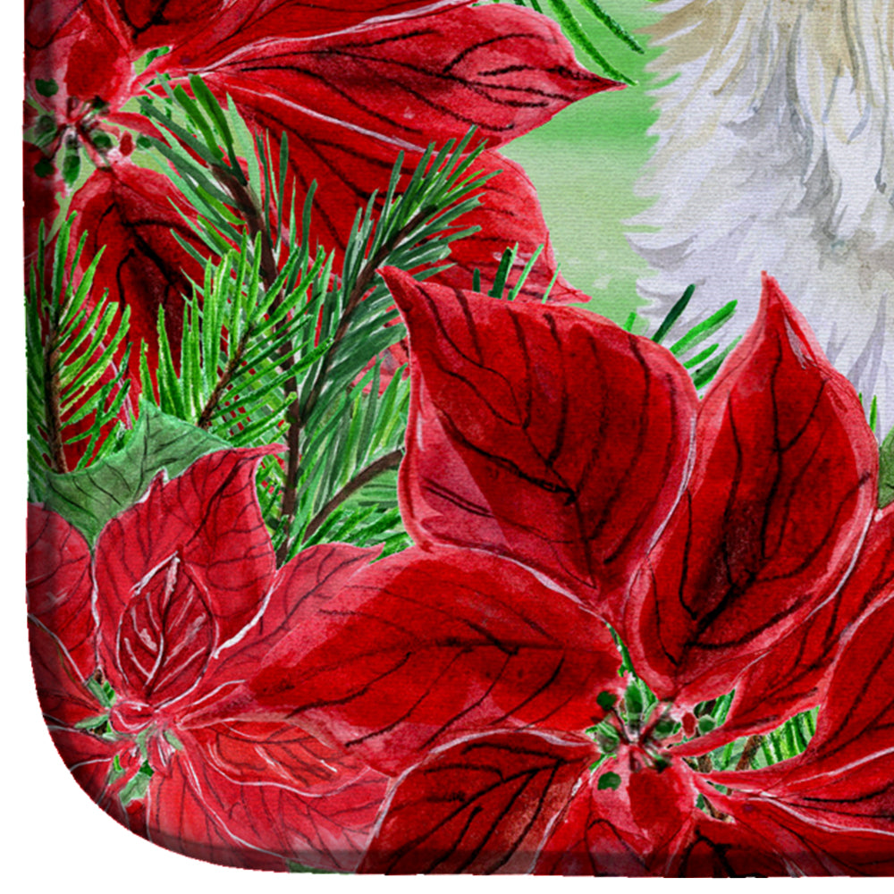 Maltese Poinsettas Dish Drying Mat Absorbent Dish Drying Mat Pad for Kitchen Counter Dish Drainer Mat for Countertop, 14 x 21", Multicolor