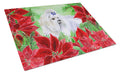 Maltese Poinsettas Cutting Board Tempered Glass Kitchen Cutting Surface, Heat Resistant Chopping, Non-Slip Feet, Food Prep & Serving