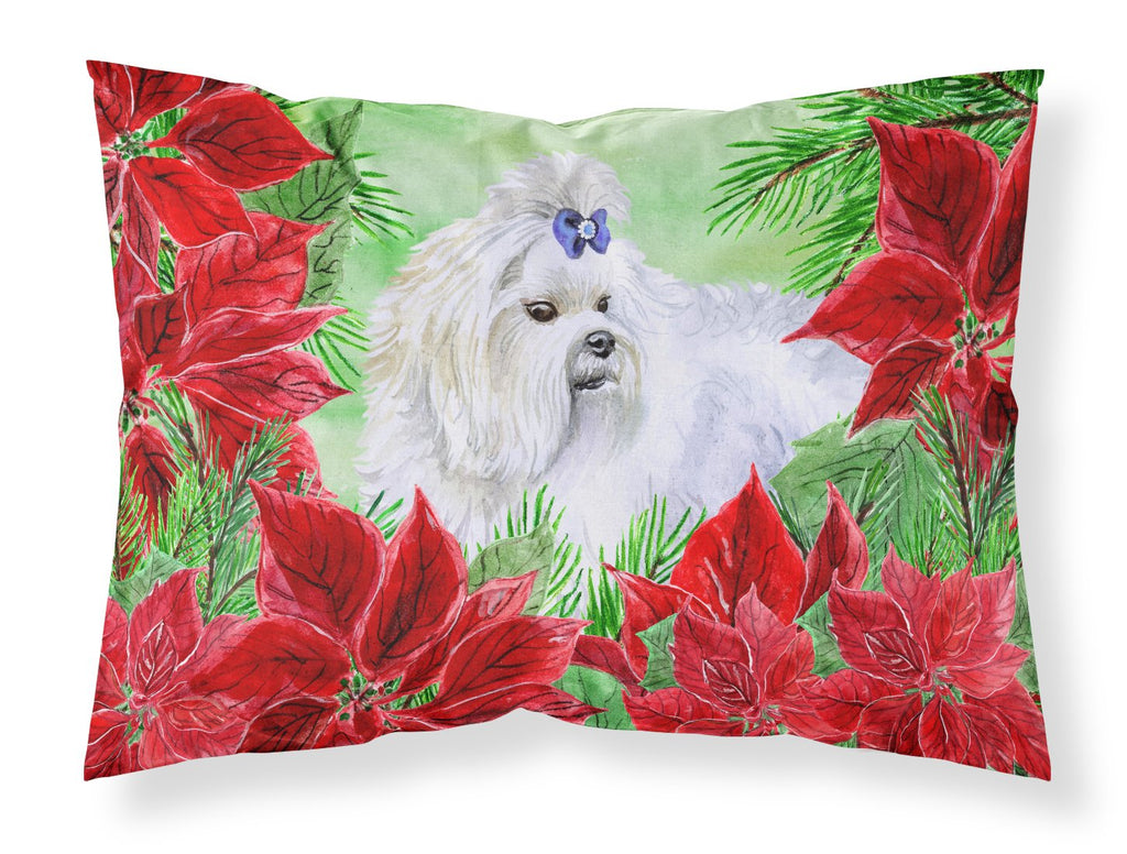Maltese Poinsettas Standard Pillowcase Lightweight Super Soft Easy Care Decorative Artwork Pillowcase, Standard