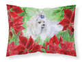 Maltese Poinsettas Standard Pillowcase Lightweight Super Soft Easy Care Decorative Artwork Pillowcase, Standard