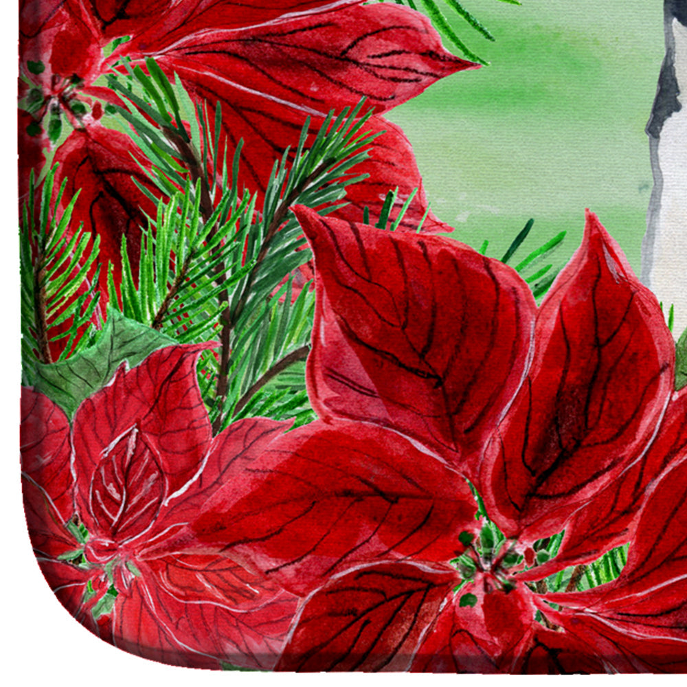 Dalmatian Poinsettas Dish Drying Mat Absorbent Dish Drying Mat Pad for Kitchen Counter Dish Drainer Mat for Countertop, 14 x 21", Multicolor