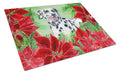 Dalmatian Poinsettas Cutting Board Tempered Glass Kitchen Cutting Surface, Heat Resistant Chopping, Non-Slip Feet, Food Prep & Serving