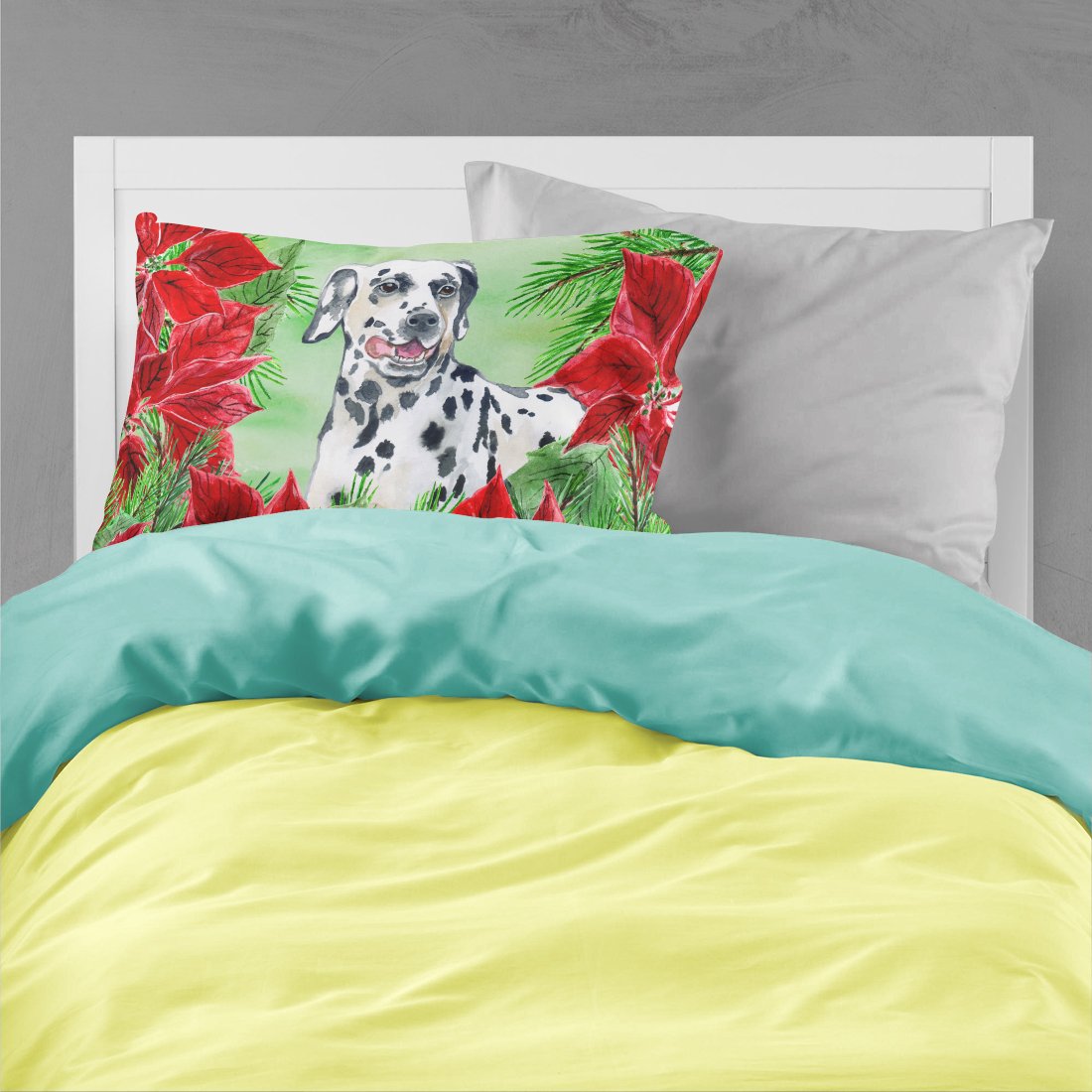 Dalmatian Poinsettas Standard Pillowcase Lightweight Super Soft Easy Care Decorative Artwork Pillowcase, Standard