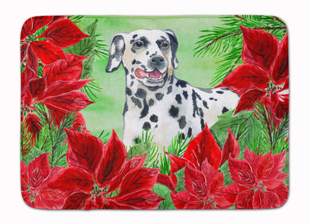 Dalmatian Poinsettas Memory Foam Kitchen Mat Machine Washable Anti-Fatigue Cushion Comfort Bath or Kitchen Rug