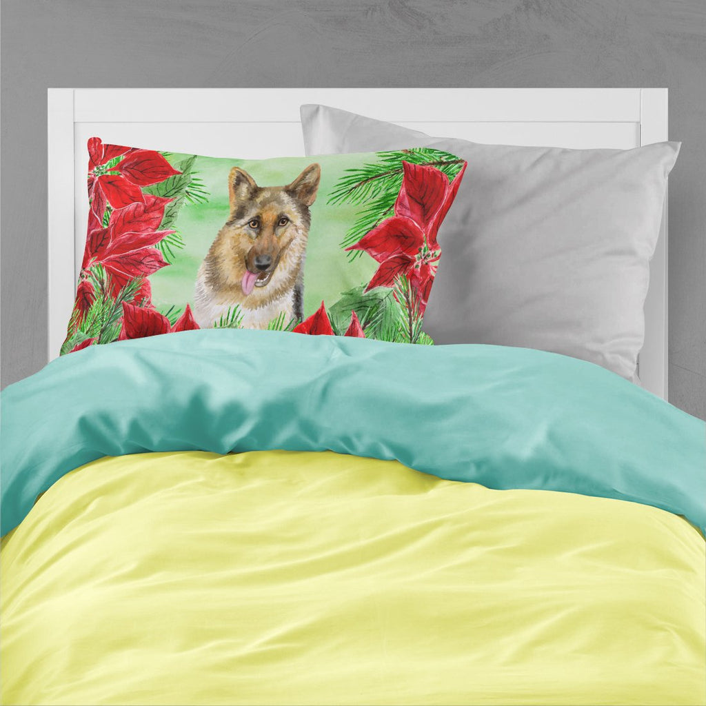 German Shepherd Poinsettas Standard Pillowcase Lightweight Super Soft Easy Care Decorative Artwork Pillowcase, Standard