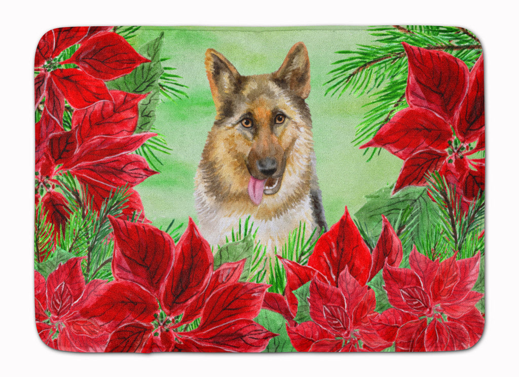 German Shepherd Poinsettas Memory Foam Kitchen Mat Machine Washable Anti-Fatigue Cushion Comfort Bath or Kitchen Rug