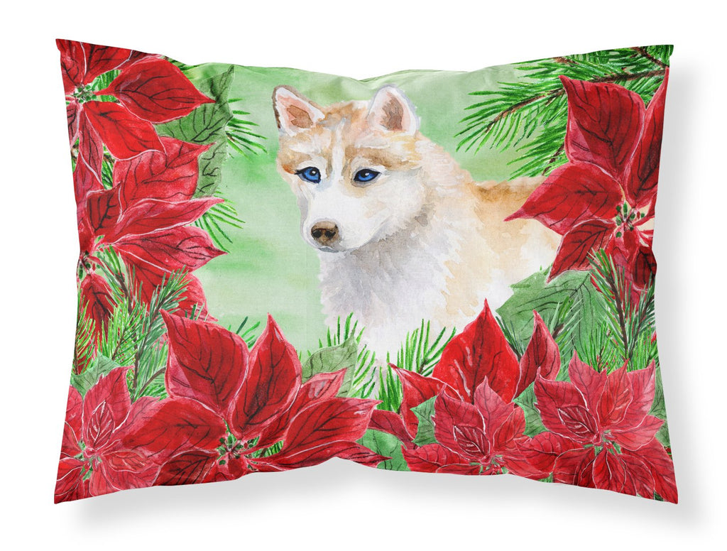 Siberian Husky Poinsettas Standard Pillowcase Lightweight Super Soft Easy Care Decorative Artwork Pillowcase, Standard