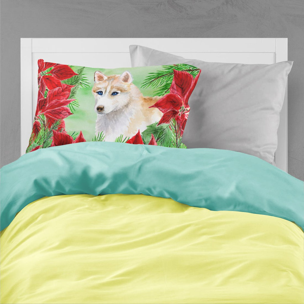 Siberian Husky Poinsettas Standard Pillowcase Lightweight Super Soft Easy Care Decorative Artwork Pillowcase, Standard