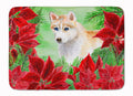Siberian Husky Poinsettas Memory Foam Kitchen Mat Machine Washable Anti-Fatigue Cushion Comfort Bath or Kitchen Rug