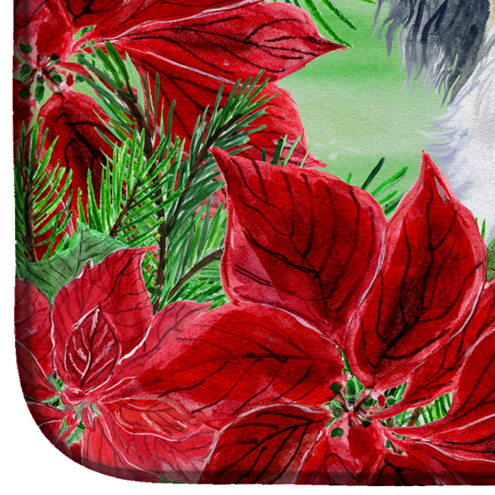 Papillon Poinsettas Dish Drying Mat Absorbent Dish Drying Mat Pad for Kitchen Counter Dish Drainer Mat for Countertop, 14 x 21", Multicolor