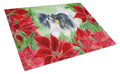 Papillon Poinsettas Cutting Board Tempered Glass Kitchen Cutting Surface, Heat Resistant Chopping, Non-Slip Feet, Food Prep & Serving