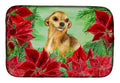 Chihuahua Poinsettas Dish Drying Mat Absorbent Dish Drying Mat Pad for Kitchen Counter Dish Drainer Mat for Countertop, 14 x 21", Multicolor