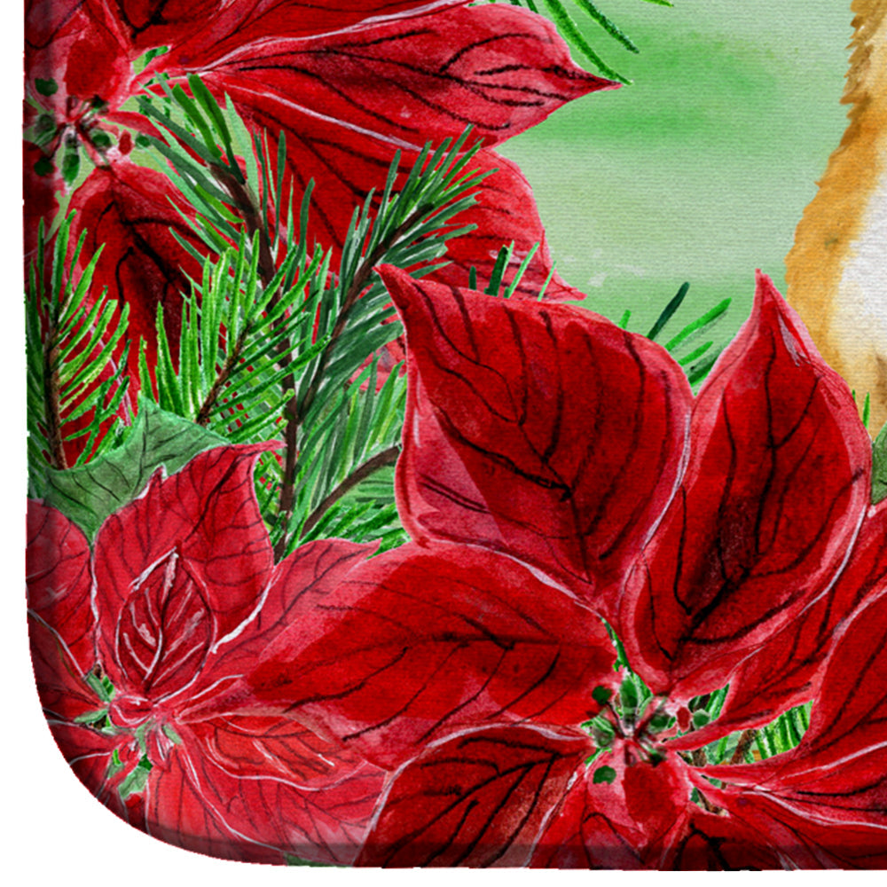 Chihuahua Poinsettas Dish Drying Mat Absorbent Dish Drying Mat Pad for Kitchen Counter Dish Drainer Mat for Countertop, 14 x 21", Multicolor