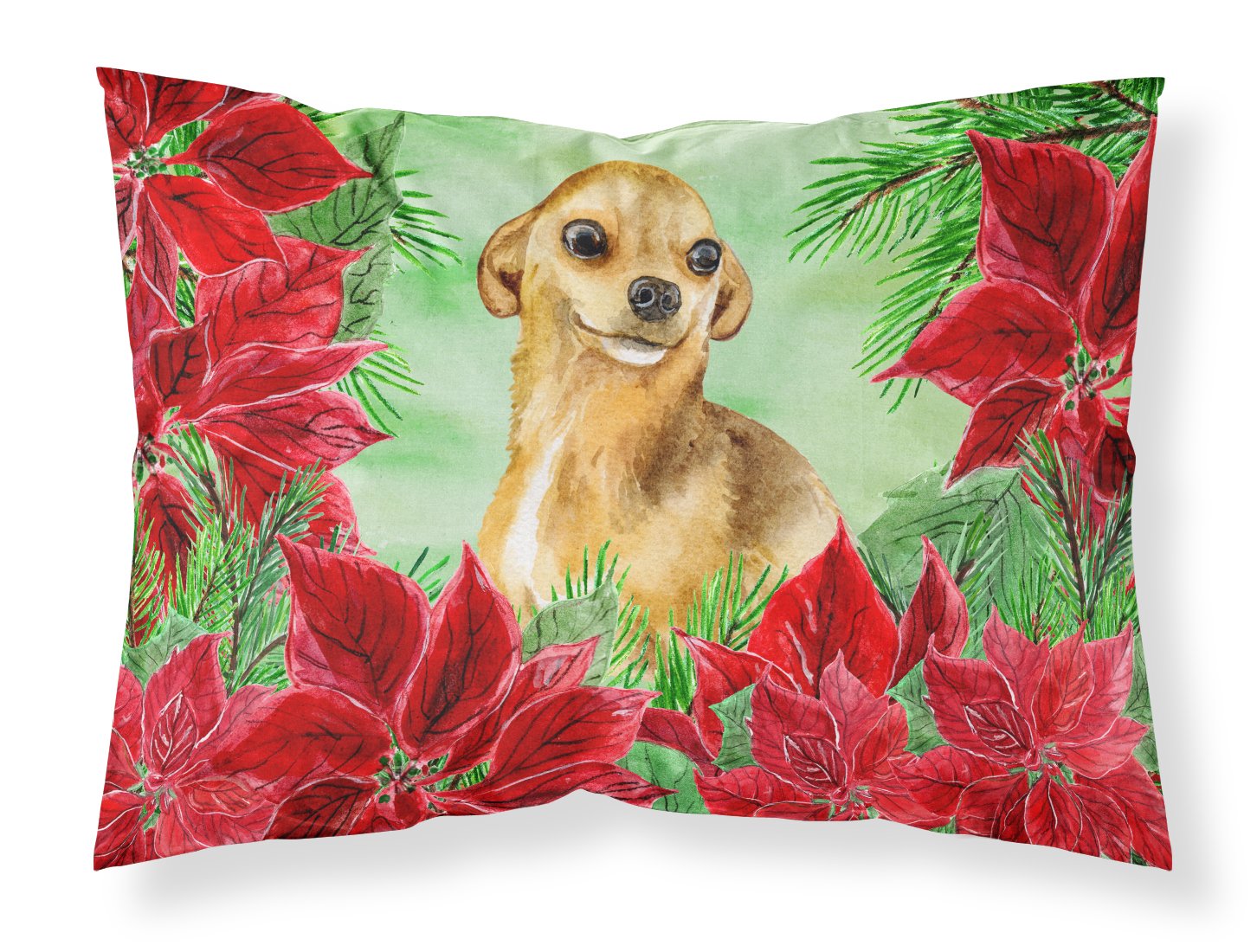 Chihuahua Poinsettas Standard Pillowcase Lightweight Super Soft Easy Care Decorative Artwork Pillowcase, Standard