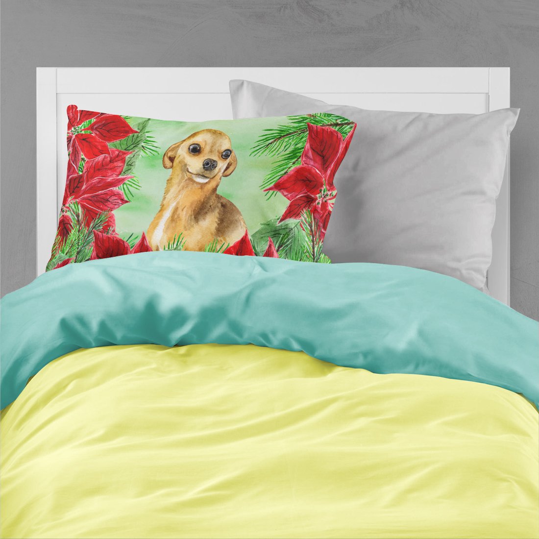 Chihuahua Poinsettas Standard Pillowcase Lightweight Super Soft Easy Care Decorative Artwork Pillowcase, Standard