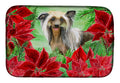Chinese Crested Poinsettas Dish Drying Mat Absorbent Dish Drying Mat Pad for Kitchen Counter Dish Drainer Mat for Countertop, 14 x 21", Multicolor