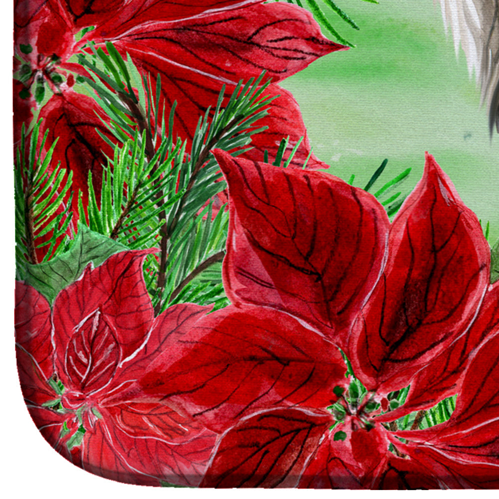 Chinese Crested Poinsettas Dish Drying Mat Absorbent Dish Drying Mat Pad for Kitchen Counter Dish Drainer Mat for Countertop, 14 x 21", Multicolor