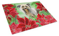 Chinese Crested Poinsettas Cutting Board Tempered Glass Kitchen Cutting Surface, Heat Resistant Chopping, Non-Slip Feet, Food Prep & Serving