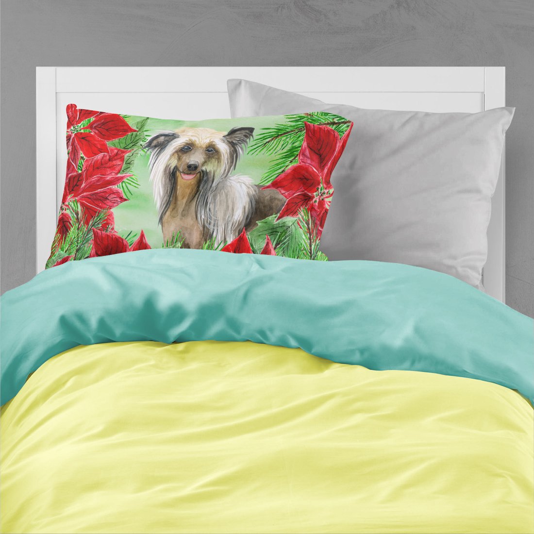 Chinese Crested Poinsettas Standard Pillowcase Lightweight Super Soft Easy Care Decorative Artwork Pillowcase, Standard