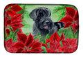 Giant Schnauzer Poinsettas Dish Drying Mat Absorbent Dish Drying Mat Pad for Kitchen Counter Dish Drainer Mat for Countertop, 14 x 21", Multicolor