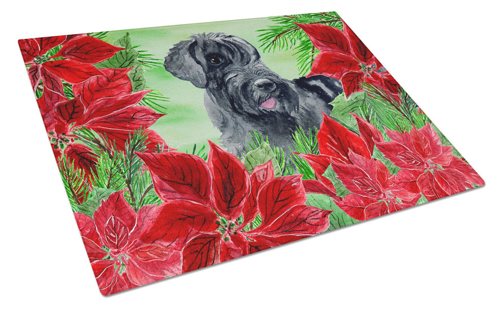 Giant Schnauzer Poinsettas Cutting Board Tempered Glass Kitchen Cutting Surface, Heat Resistant Chopping, Non-Slip Feet, Food Prep & Serving