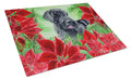 Giant Schnauzer Poinsettas Cutting Board Tempered Glass Kitchen Cutting Surface, Heat Resistant Chopping, Non-Slip Feet, Food Prep & Serving