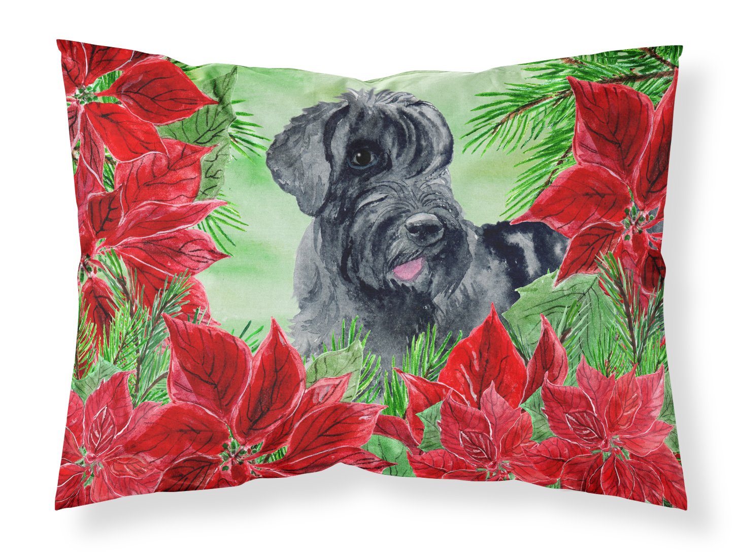Giant Schnauzer Poinsettas Standard Pillowcase Lightweight Super Soft Easy Care Decorative Artwork Pillowcase, Standard