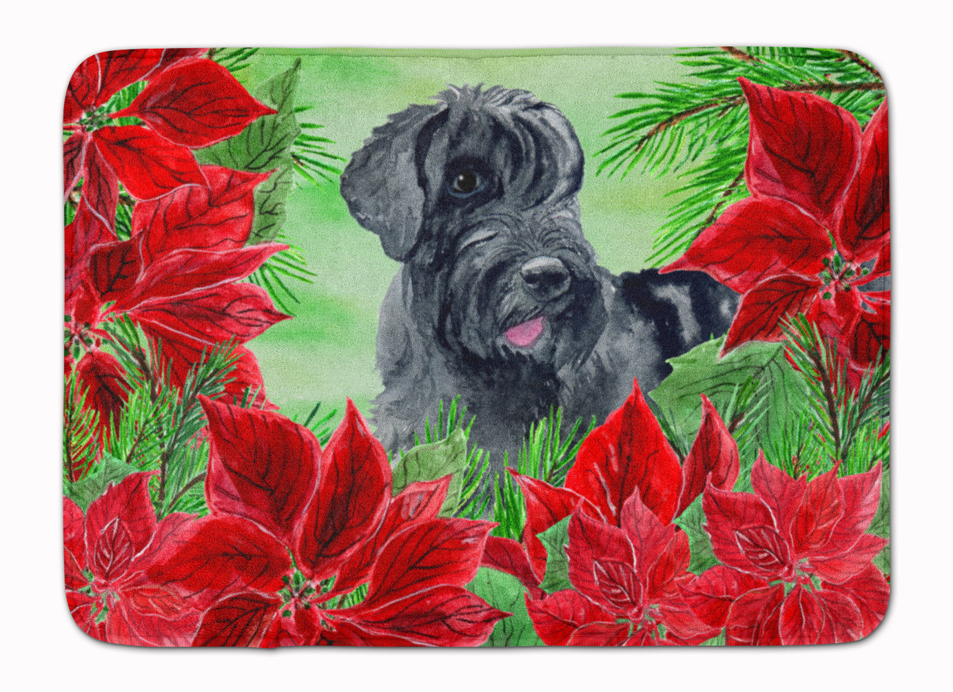 Giant Schnauzer Poinsettas Memory Foam Kitchen Mat Machine Washable Anti-Fatigue Cushion Comfort Bath or Kitchen Rug