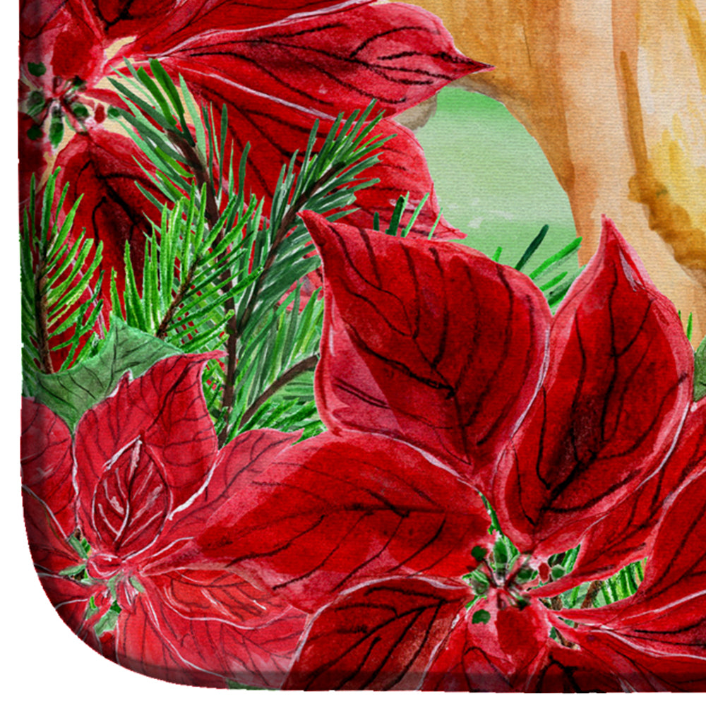 Shar Pei Poinsettas Dish Drying Mat Absorbent Dish Drying Mat Pad for Kitchen Counter Dish Drainer Mat for Countertop, 14 x 21", Multicolor