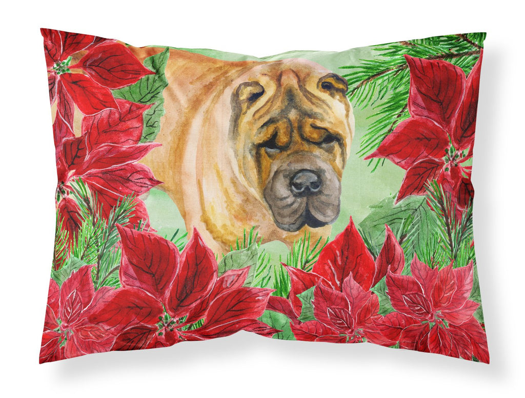 Shar Pei Poinsettas Standard Pillowcase Lightweight Super Soft Easy Care Decorative Artwork Pillowcase, Standard