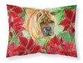 Shar Pei Poinsettas Standard Pillowcase Lightweight Super Soft Easy Care Decorative Artwork Pillowcase, Standard