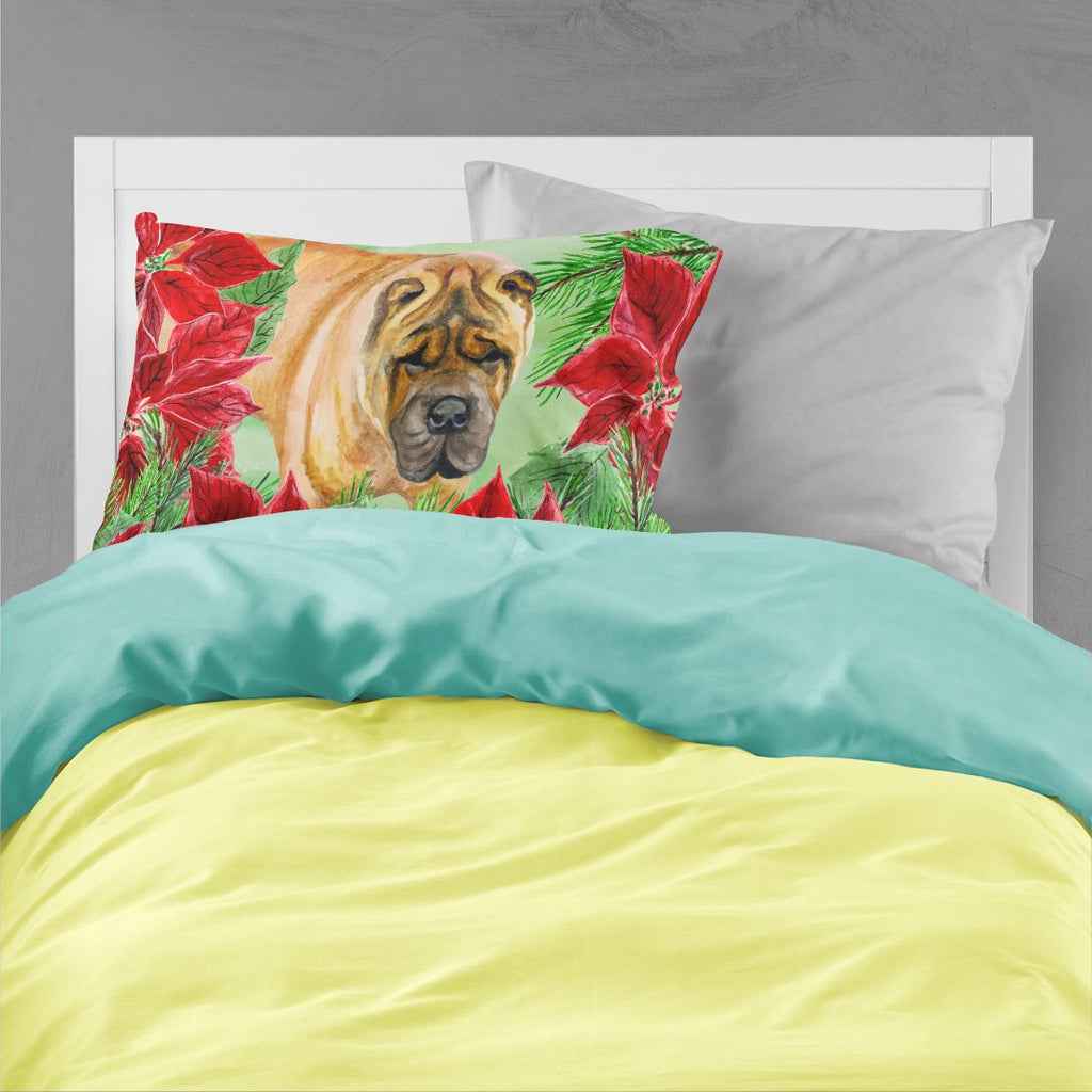 Shar Pei Poinsettas Standard Pillowcase Lightweight Super Soft Easy Care Decorative Artwork Pillowcase, Standard