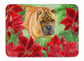 Shar Pei Poinsettas Memory Foam Kitchen Mat Machine Washable Anti-Fatigue Cushion Comfort Bath or Kitchen Rug