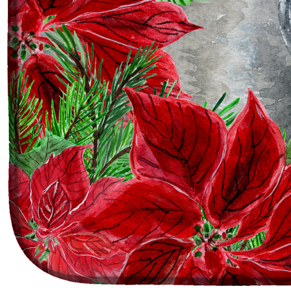 Schnauzer Poinsettas Dish Drying Mat Absorbent Dish Drying Mat Pad for Kitchen Counter Dish Drainer Mat for Countertop, 14 x 21", Multicolor