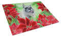 Schnauzer Poinsettas Cutting Board Tempered Glass Kitchen Cutting Surface, Heat Resistant Chopping, Non-Slip Feet, Food Prep & Serving