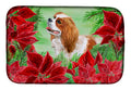 Cavalier Spaniel Poinsettas Dish Drying Mat Absorbent Dish Drying Mat Pad for Kitchen Counter Dish Drainer Mat for Countertop, 14 x 21", Multicolor