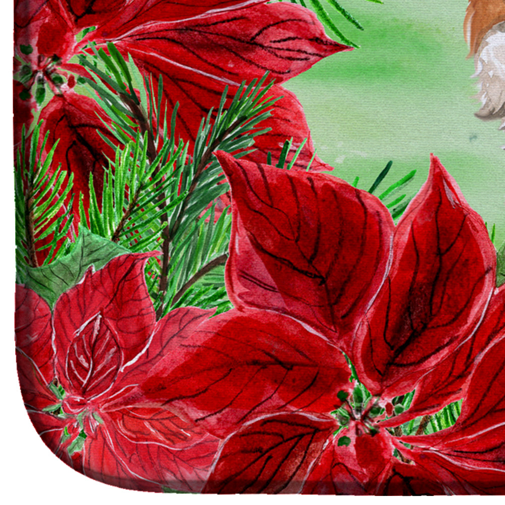 Cavalier Spaniel Poinsettas Dish Drying Mat Absorbent Dish Drying Mat Pad for Kitchen Counter Dish Drainer Mat for Countertop, 14 x 21", Multicolor