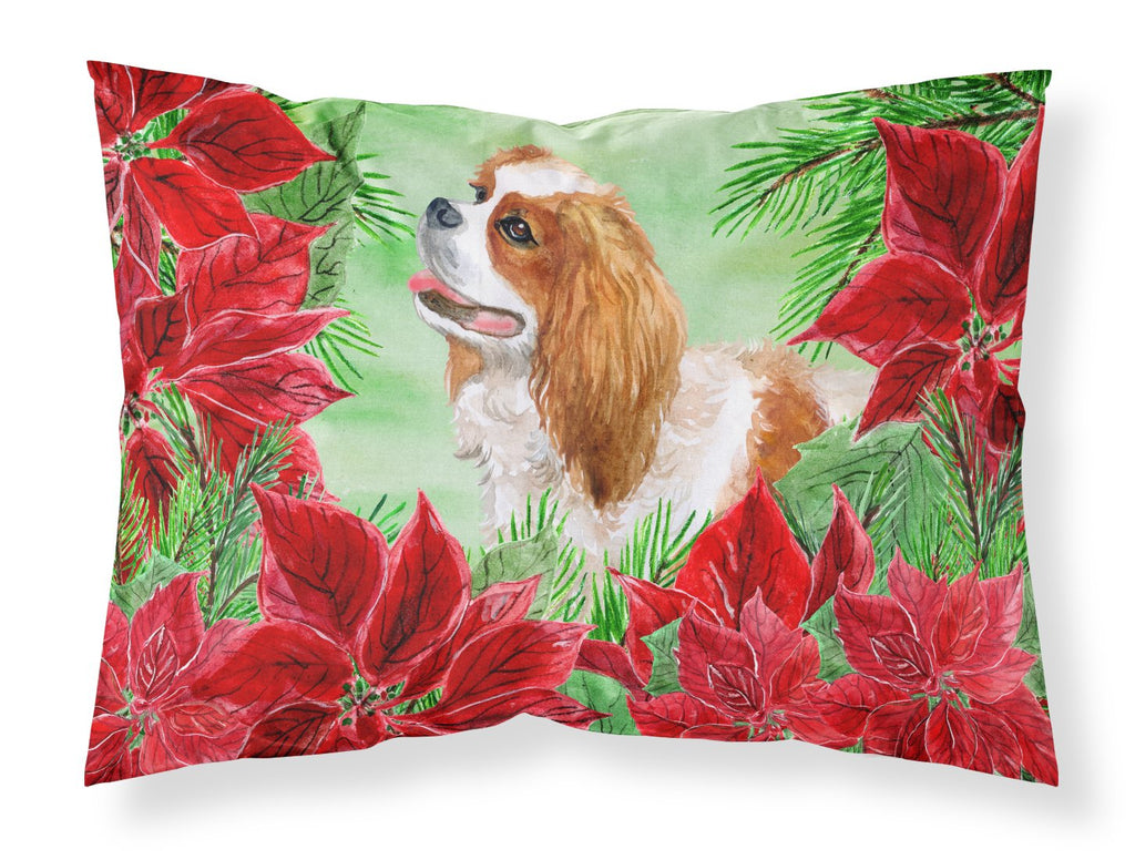 Cavalier Spaniel Poinsettas Standard Pillowcase Lightweight Super Soft Easy Care Decorative Artwork Pillowcase, Standard