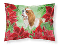 Cavalier Spaniel Poinsettas Standard Pillowcase Lightweight Super Soft Easy Care Decorative Artwork Pillowcase, Standard